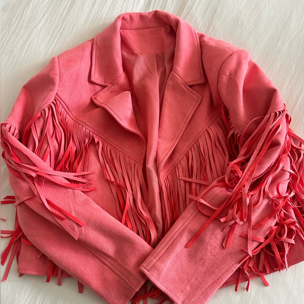 Faux Suede Cropped Tassel Jacket💞